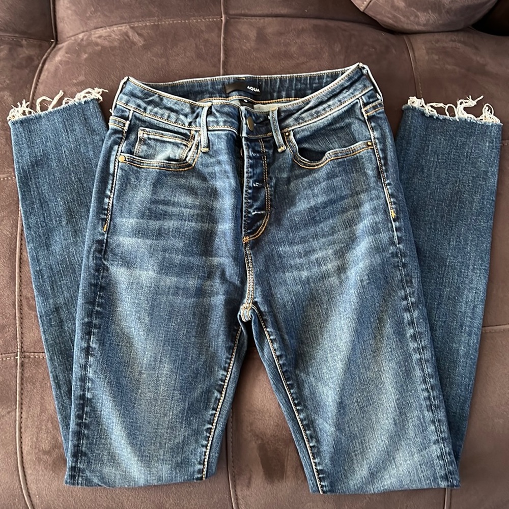 Aqua Womens Skinny Denim Frayed Hem Skinny Jeans